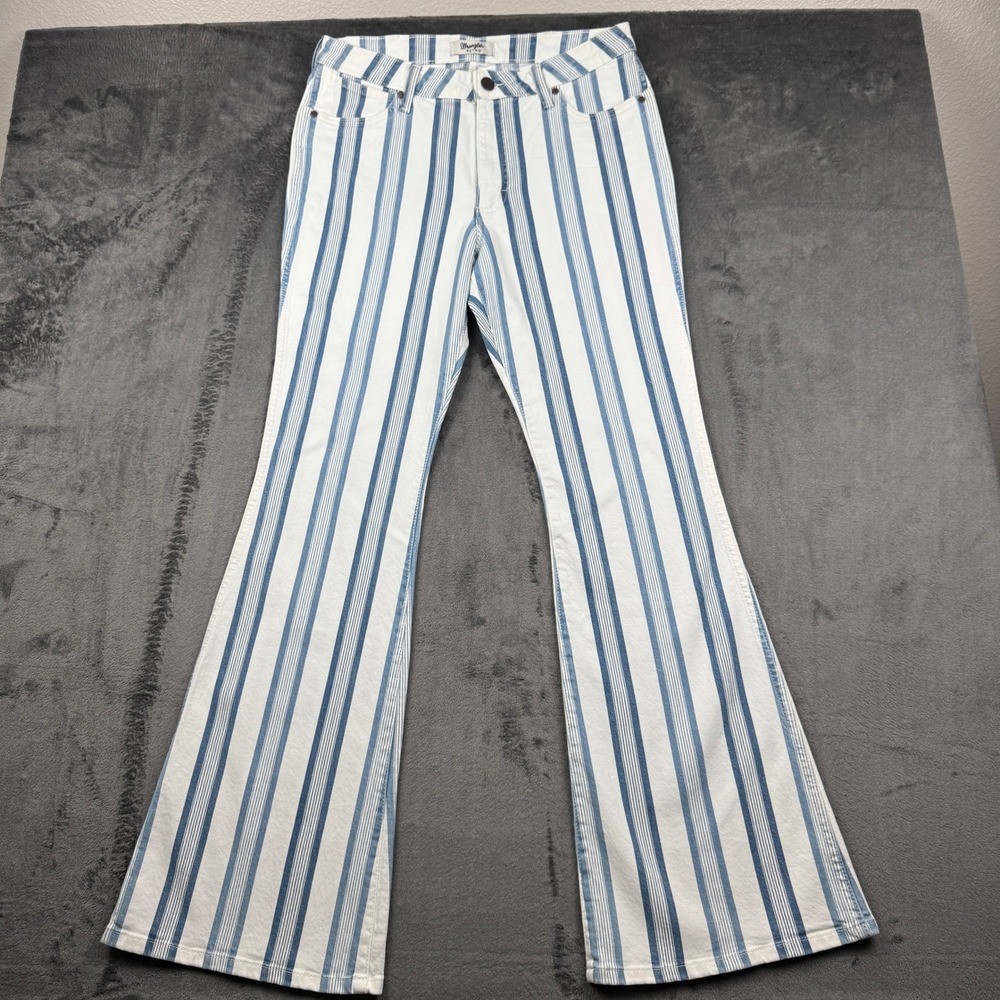 Wrangler Retro Flare Jeans Womens 31x34 Striped High Rise Y2K New